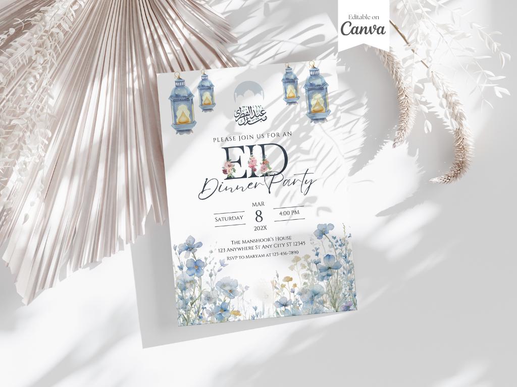 Eid Party Invitation, Ramadan Mubarak Dinner Party, Eid Al Fitr Muslim Invite Card, Iftar Invitation, Canva Template Digital Download