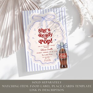 She's Ready to Pop Invite, Boy Baby Shower Invitation, Blue Soda Pop Theme, Soda Pop Baby Shower Ideas, Editable Template Ideas, Canva, B002 image 8