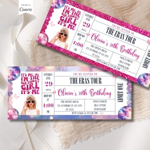 Taylor-Einladung, Eras Ticket Geburtstag einladen, Surprise Music Ticket Stub, Konzert-Andenken-Erinnerungsstücke, Geburtstagsgeschenk, in meiner Geburtstag-Ära