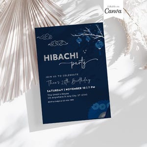 Hibachi Dinner Birthday Invitation, Hibachi Lunch Party Invite, Japanese Restaurant Party, Canva Editable Template, Instant Download