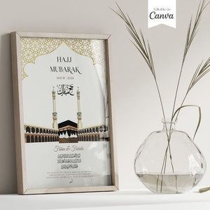 Hajj Geschenk, bearbeitbarer Hajj Mubarak Druck, Digitaldruck, Islamisches Poster, Eid Dekoration, Geschenk für Hajj Mabrur, Canva Vorlage Digitaler Download
