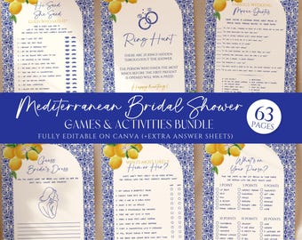 Amalfi Coast Bridal Shower Games Bundle: Lemon & Citrus Theme (Digital Download)