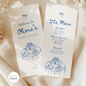 Vintage Wedding Menu Cards Template, Hand Drawn Wedding Menu Cards, Retro Wedding Dinner Menu Template, Custom Wedding Menu, Whimsical Menu