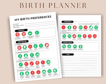 Visual Birth Plan Natural Birth Planner, Editable Birth Preferences, Canva Template Labor and Delivery, Hospital Birthing Plan Doula Midwife