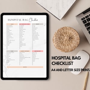 Krankenhaus Checkliste Printable für Arbeit und Lieferung Tasche Baby Planung Neugeborenen Essentials Planung für Baby Schwangerschaft Checkliste Mama zu sein