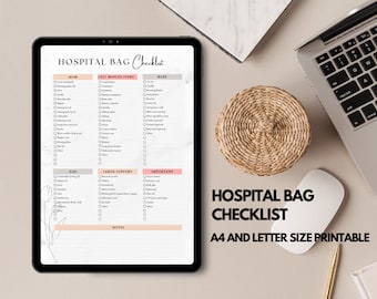 Hospital Bag Checklist Printable: Labor & Delivery, Baby Planning (PDF)