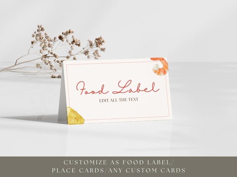 Crawfish Label Crawfish Boil Food Label, Crawfish Birthday Personalized Place Cards ...
