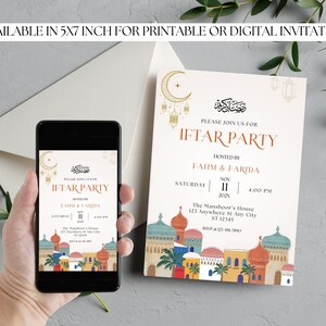 Iftar Dinner Party Invitation, Ramadan Kareem, Iftar Invite Card, Ramadhan Eid Mubarak, Ramadan Decor, Canva Template Digital Download zdjęcie 6