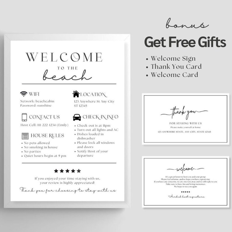 Beach House Rental Book Template, Vacation Rental Guide
