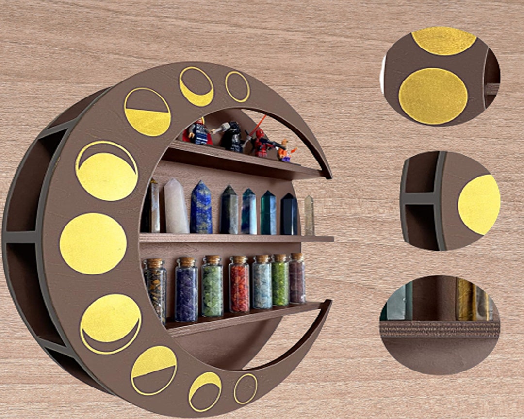 Crescent Moon Shelf Moon Wall Decor Crystal Display Shelf Etsy