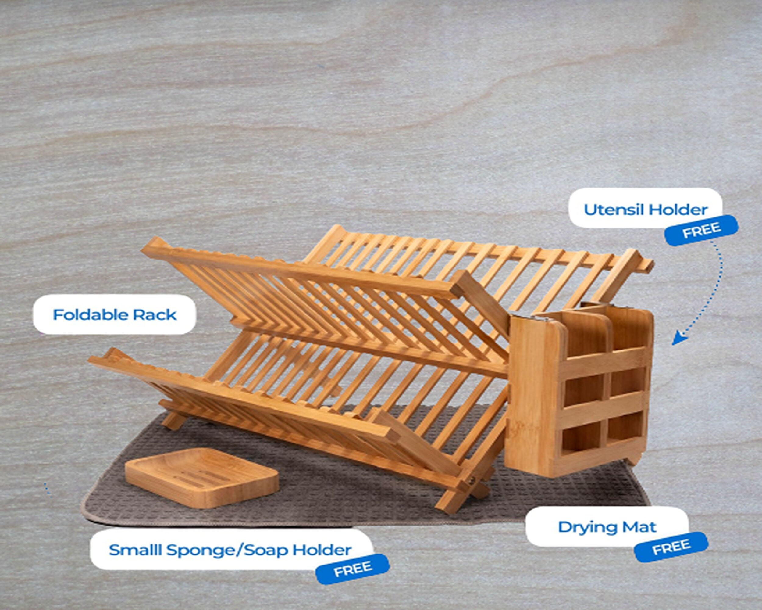 Over Sink Dish Drying Rack 17.8'' X 16.1 Kitchen Teak Wood Roll Up Dish  Drying R