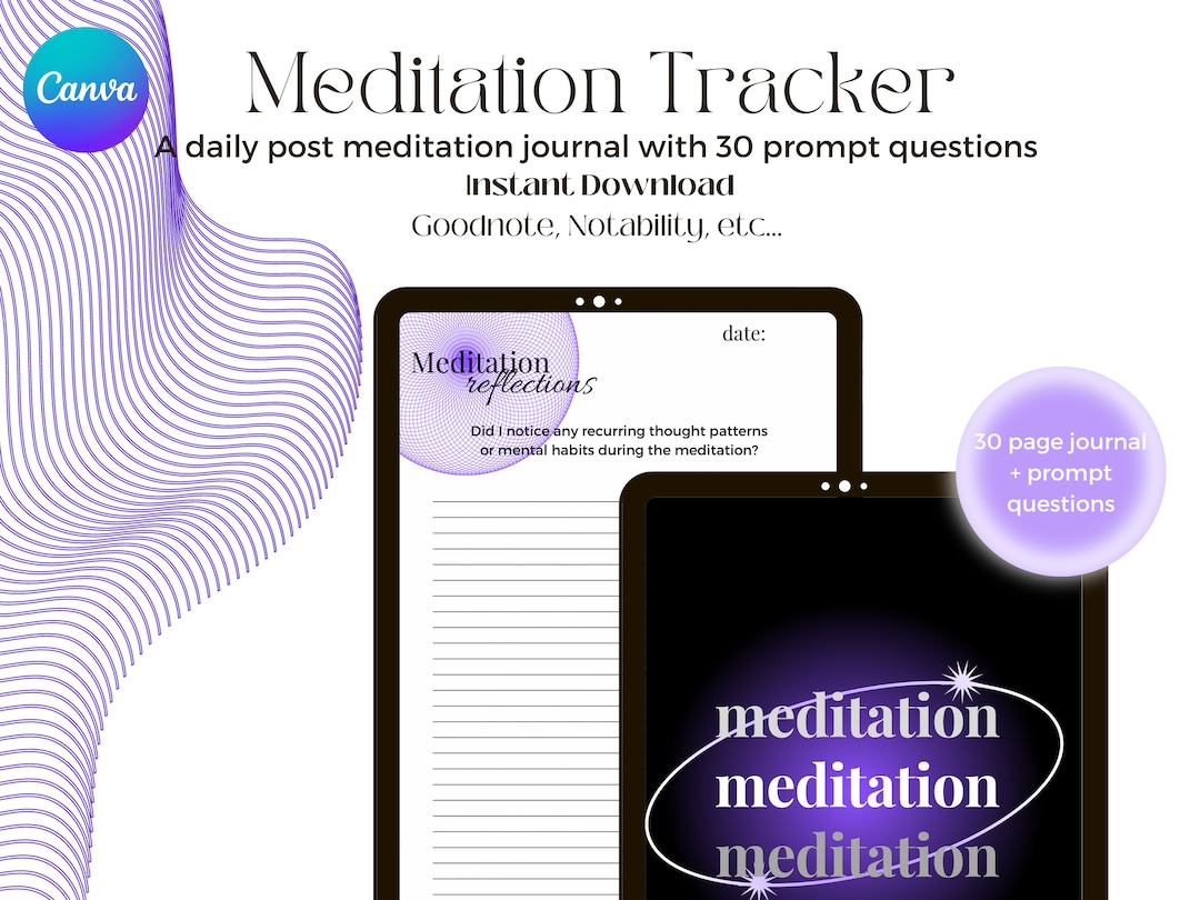 Printable Meditation Journal Meditation Tracker Mindfulness - Etsy
