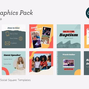 Church Social Media Pack | Canva Social Media Template, Church Social Media Template, Church Social Media Graphics