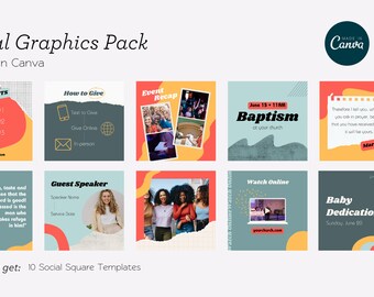 Church Social Media Pack | Canva Social Media Template, Church Social Media Template, Church Social Media Graphics