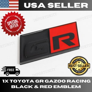 Toyota GR Gazoo Racing Carta Tronco Parachoques Emblema del guardabarros Insignia Logotipo Deporte Negro Rojo Emblema de metal de alta calidad con 3M incluido ENVÍO RÁPIDO