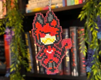 Cross Stitch Handmade Alastor from Hazbin Hotel Keychain
