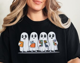 Halloween Comfort Colors Retro Ghosts, Teacher Halloween Shirt, Ghost Teacher T-shirt, Cute Fall Shirt, Gift For Halloween, Spooky Teacher