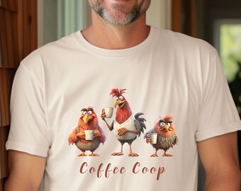 Comfort Colors® Coffee Coop Shirt, Retro Coffee Shirt, Coffee Weather, Christmas Coffee Shirt, Funny Chicken Shirt, Crazy Chicken Lady Shirt