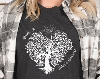 Cottagecore Clothing, Meditation Shirt, Botanical Shirt, Tree of Life Shirt, Sun And Moon Boho Shirt, Vintage Cottagecore TShirt, Yoga shirt