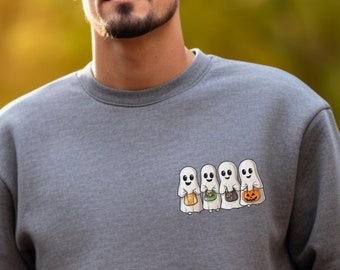 Ghost Halloween Sweatshirt , Retro Ghost Sweater, Women's Halloween Crewneck, Cute Fall Shirt, Trick-or-Treat Shirt, Gift For Halloween/Fall