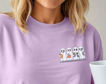 Halloween Comfort Colors Retro Ghosts, Teacher Halloween Shirt, Ghost Teacher T-shirt, Cute Fall Shirt, Gift For Halloween, Spooky Teacher