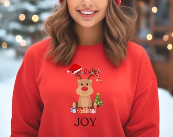 Cute Reindeer Christmas Sweatshirt, Funny Christmas Sweater, Holiday Sweatshirt, Christmas Crewneck, Rudolph Sweatshirt, Xmas Holiday Shirt