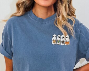 Retro Ghost Comfort Colors® Shirt, Halloween Ghost Shirt, Women's Halloween Shirt, Cute Fall Shirt, Spooky Season Shirt, Gift For Halloween