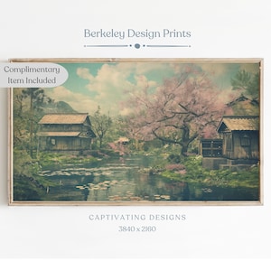 Samsung Frame TV Art Spring In Japan Japandi Wall Art Vintage Japanese Cherry Blossom Sakura Spring Instant Digital Download Art File TV44