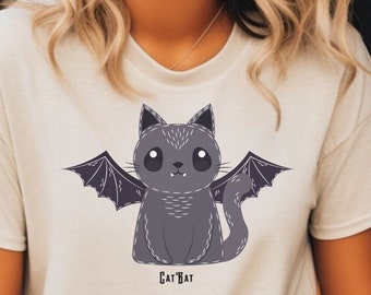 Halloween Bat Cat T-Shirt, Cat Halloween Shirt, Cute Cats Halloween Shirt, Bat Black Cat Shirt, Spooky Season Ghost Cats T-shirt, Cat Shirt