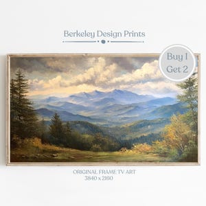 Samsung Frame TV Blue Ridge Mountains Watercolor Painting North Carolina Landscape Artwork Mountain Forest Wall Art Digital Download