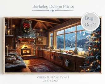 Winter Farmhouse Christmas Frame Tv Art,  Holiday Decor Wall Art, Vintage Christmas Tree TV Art, Digital Download, Winter Home Decor