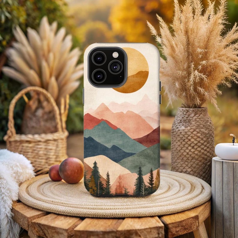 Earthy Colorblock Summer Mountain Colorblock iPhone Case Earth Tone Outdoors Design ...