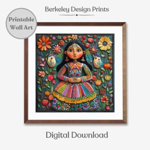 Printable Traditional Mexican Home Decor, Mexican Folk Art, Mexican Wall Art, Mexican Mural, Digital Download, Traditional Latin Folk-Art
