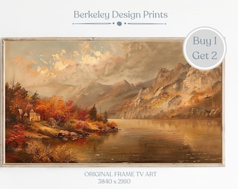 Samsung Frame TV Art Fall Landscape Rustic Scenery Vintage Style Autumn Country Muted Scenery Art Instant Digital Download Art File TV44
