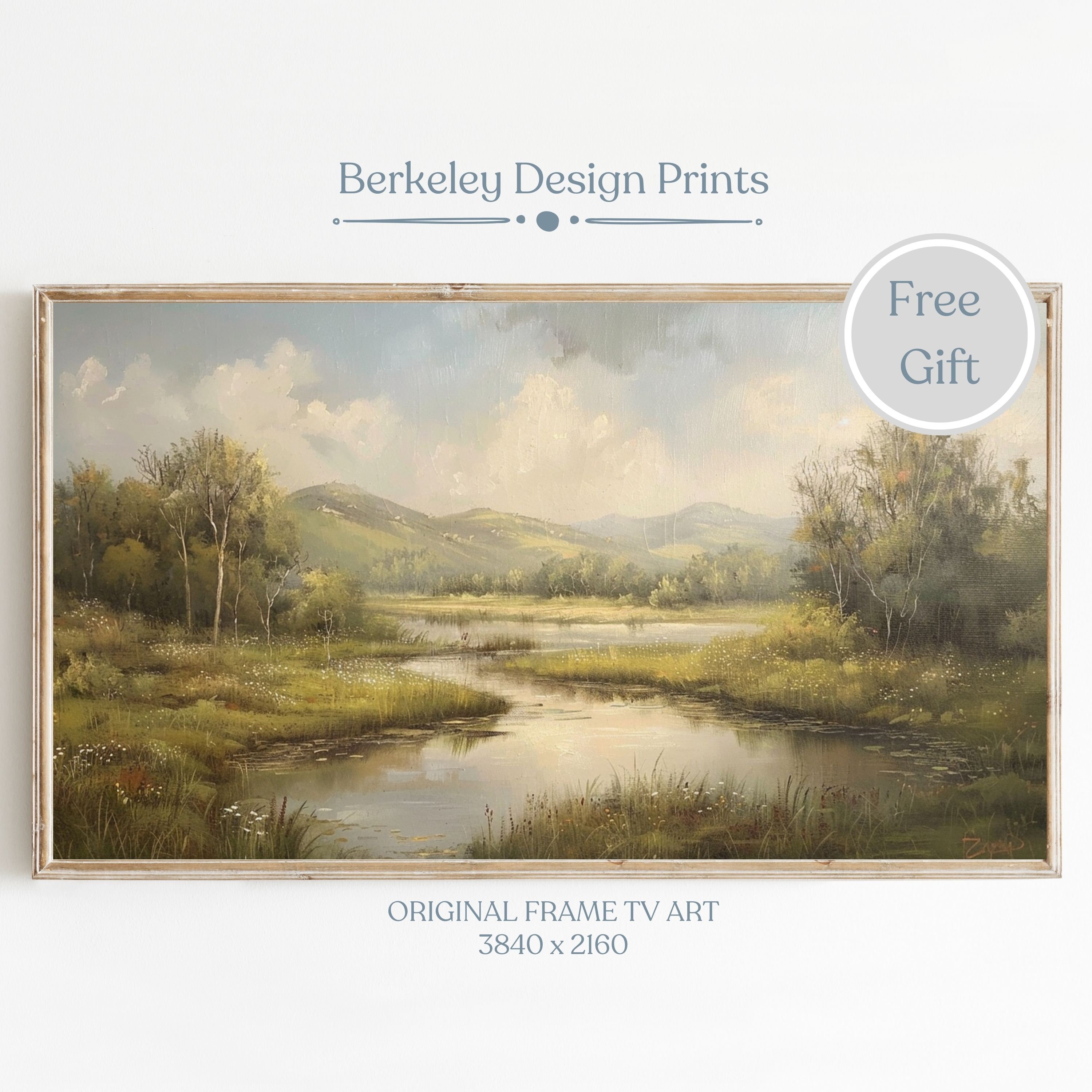 Sinary Frame Landscape Summer Sunset Frame TV Art Rustic Scenery Vintage Oil Style ...