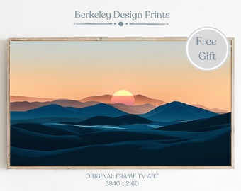 Country Landscape Abstract Frame TV Art, Frame TV Art Abstract Mountain Art, Digital Art, Cool Tone Art, Horizontal Abstract Moody Landscape