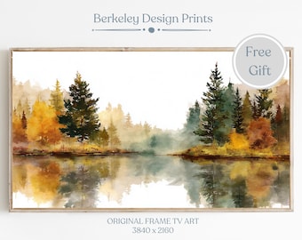 Herbst Samsung Rahmen TV Kunst, Herbstbäume, Vintage Aquarell-Stil, digitaler Download, warm getönten Kunst Herbstlaub Kunst Herbst Landschaft TV Art