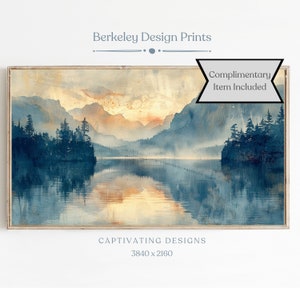 Summer Sunset Landscape Frame TV Art Rustic Scenery Watercolor Style Lake Sunset Muted Scenery Art Instant Digital Download Art File TV44