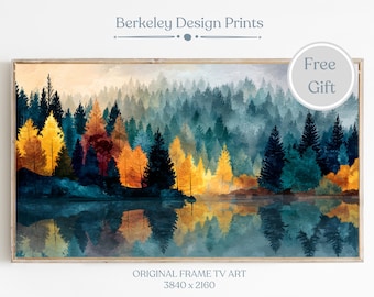 Herbst Samsung Rahmen TV Kunst, Herbstbäume, Vintage Aquarell-Stil, digitaler Download, warm getönten Kunst Herbstlaub Kunst Herbst Landschaft TV Art