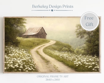 Samsung Frame Tv Farmhouse Art, Frame TV Art Old Barn, Farm Art for Frame Tv, Autumn Trees Landscape, Vintage Art, Farmhouse Decor