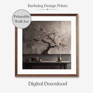 Printable Wabi Sabi Wall Art, Japandi Wall Art, Vintage Japanese Bonsai Tree, Digital Sakura Art, Japanese Wall Art, Wabi Sabi Abstract Art