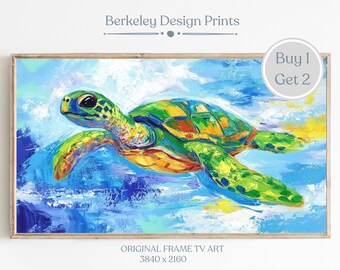 Samsung Frame TV Sea Turtle Wastercolor Painting Beach House Decor Coastal Wall Art Boy Nursery Tropical Wall Art Digital Download Tv Art