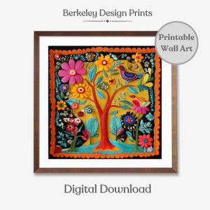 Printable Mexican Folk Art, Mexican Mural, Traditional Mexican Home Decor, Digital Download, Traditional Latin Folk-Art, Mexican Wall Art