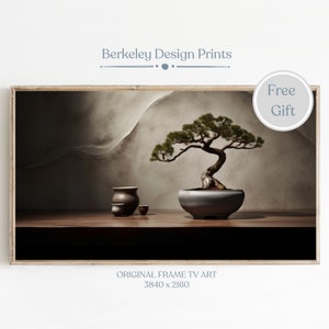 Wabi Sabi Frame TV Wall Art Minimalist Modern Japanese Decor Japandi Neutral Art Vintage Japanese Bonsai Tree Sakura Spring Art TV44