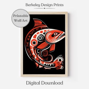 Printable Indigenous Salmon Native Art Pacific Northwest Formline Art Traditional Haida Tlingit Tsimshian Art Salish First Nations Aesthetic