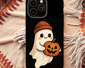 Fall Halloween Phone Case Ghost With Pumpkin MagSafe iphone Option iPhone 17 16 15 14 13 12 11 Case Galaxy S26 S25 S24 S23 S22 Pixel 9 8 7