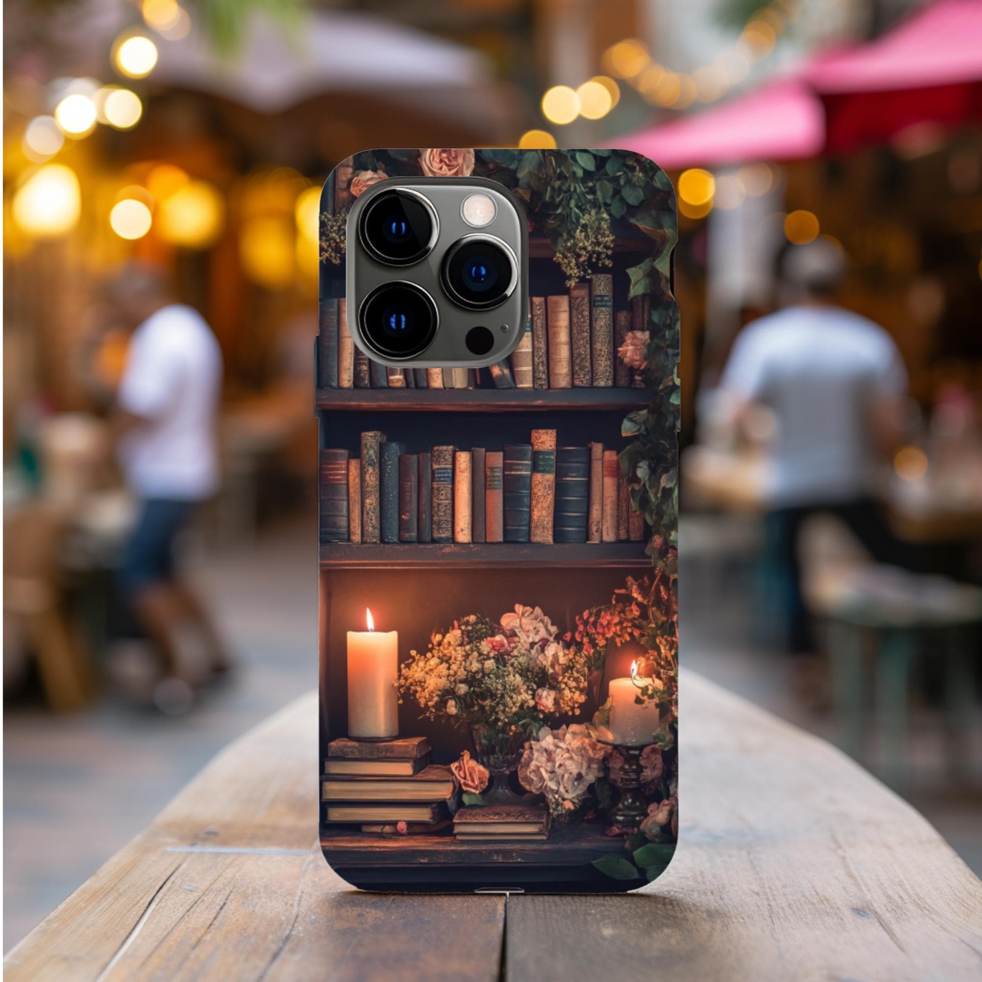 Dark Academia Books iPhone 16 case, Floral Goth Book Phone Case, Bookish Dark Aesthetic, iPhone 14 13 12 11 Case Galaxy S24 S23 S22 S21