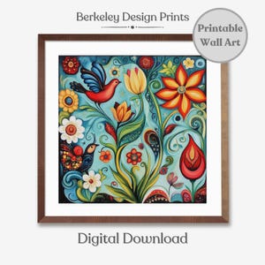 Printable Norwegian Rosemaling Folk Art Print, Swedish Folk Art Print, Scandinavian Wall Art, Scandinavian Folk Art Pattern Digital Download