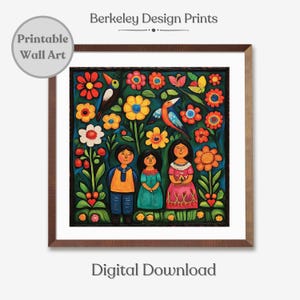Printable Traditional Mexican Home Decor, Mexican Wall Art, Mexican Mural, Digital Download, Traditional Latin Folk-Art, Mexican Folk Art