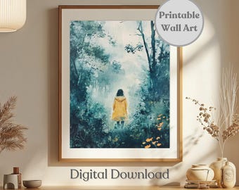 Abstract Printable Forest Wall Art Moody Wall Art Mystical Woods Digital Download Minimalist Art for Gallery Wall Ethereal Mindfulness Decor